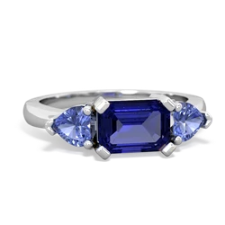 Lab Sapphire Three Stone 14K White Gold ring R5235