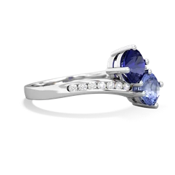 Lab Sapphire Channel Set Two Stone 14K White Gold ring R5303