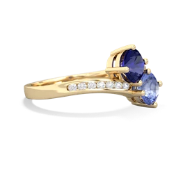 Lab Sapphire Channel Set Two Stone 14K Yellow Gold ring R5303