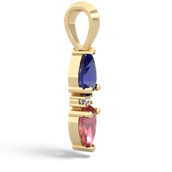 Lab Sapphire Bowtie Drop 14K Yellow Gold pendant P0865