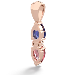 Lab Sapphire Bowtie Drop 14K Rose Gold pendant P0865