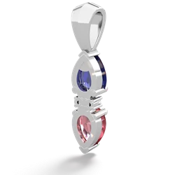 Lab Sapphire Bowtie Drop 14K White Gold pendant P0865
