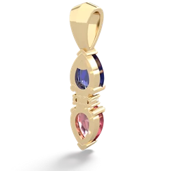 Lab Sapphire Bowtie Drop 14K Yellow Gold pendant P0865