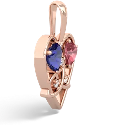 Lab Sapphire Celtic Trinity Heart 14K Rose Gold pendant P5331