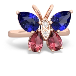 Lab Sapphire Butterfly 14K Rose Gold ring R2215