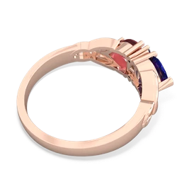 Lab Sapphire Celtic Knot Double Heart 14K Rose Gold ring R5040