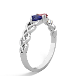 Lab Sapphire Heart To Heart Braid 14K White Gold ring R5870