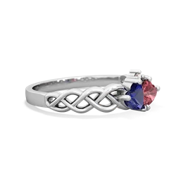 Lab Sapphire Heart To Heart Braid 14K White Gold ring R5870