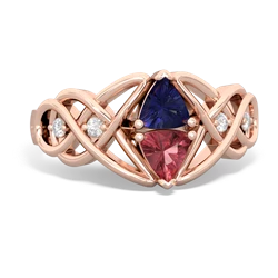 Lab Sapphire Keepsake Celtic Knot 14K Rose Gold ring R5300