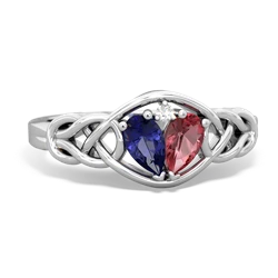 Lab Sapphire Celtic Love Knot 14K White Gold ring R5420