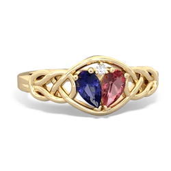 Lab Sapphire Celtic Love Knot 14K Yellow Gold ring R5420