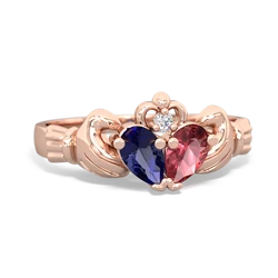 Lab Sapphire 'Our Heart' Claddagh 14K Rose Gold ring R2388