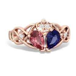 Lab Sapphire 'One Heart' Celtic Knot Claddagh 14K Rose Gold ring R5322