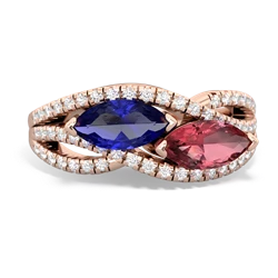 Lab Sapphire Diamond Rivers 14K Rose Gold ring R3070