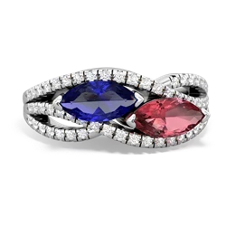 Lab Sapphire Diamond Rivers 14K White Gold ring R3070