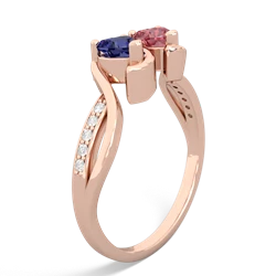 Lab Sapphire Side By Side 14K Rose Gold ring R3090