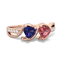 Lab Sapphire Side By Side 14K Rose Gold ring R3090