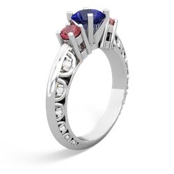 Lab Sapphire Art Deco Eternal Embrace Engagement 14K White Gold ring C2003