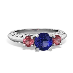 Lab Sapphire Art Deco Eternal Embrace Engagement 14K White Gold ring C2003