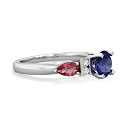 Lab Sapphire 6Mm Round Eternal Embrace Engagement 14K White Gold ring R2005