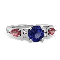 Lab Sapphire 6Mm Round Eternal Embrace Engagement 14K White Gold ring R2005