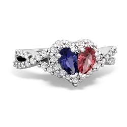 Lab Sapphire Diamond Twist 'One Heart' 14K White Gold ring R2640HRT