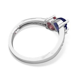 Lab Sapphire Snuggling Hearts 14K White Gold ring R2178