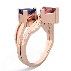 Lab Sapphire Split Band Swirl 14K Rose Gold ring R2341