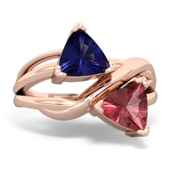 Lab Sapphire Split Band Swirl 14K Rose Gold ring R2341