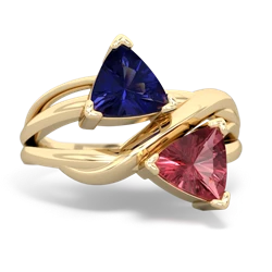 Lab Sapphire Split Band Swirl 14K Yellow Gold ring R2341