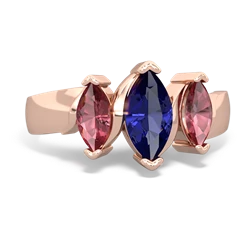 Lab Sapphire Three Peeks 14K Rose Gold ring R2433