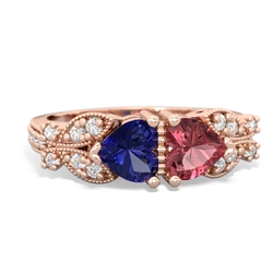 Lab Sapphire Diamond Butterflies 14K Rose Gold ring R5601