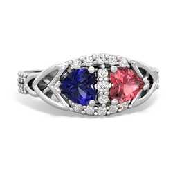 Lab Sapphire Sparkling Celtic Knot 14K White Gold ring R2645