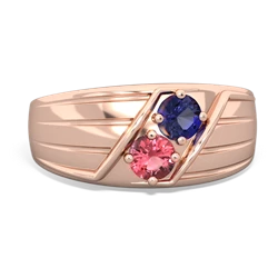 Lab Sapphire Men's Streamline 14K Rose Gold ring R0460