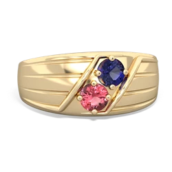 Lab Sapphire Men's Streamline 14K Yellow Gold ring R0460