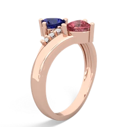 Lab Sapphire Heart To Heart 14K Rose Gold ring R2064