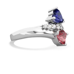 Lab Sapphire Heart To Heart 14K White Gold ring R2064