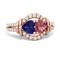 Lab Sapphire Art-Deco Keepsake 14K Rose Gold ring R5630