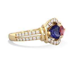 Lab Sapphire Art-Deco Keepsake 14K Yellow Gold ring R5630