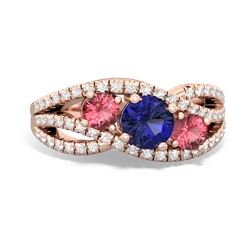 Lab Sapphire Three Stone Aurora 14K Rose Gold ring R3080