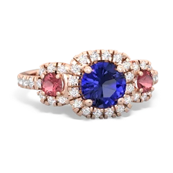 Lab Sapphire Regal Halo 14K Rose Gold ring R5350