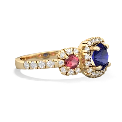 Lab Sapphire Regal Halo 14K Yellow Gold ring R5350