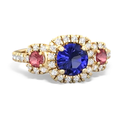 Lab Sapphire Regal Halo 14K Yellow Gold ring R5350