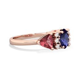 Lab Sapphire Antique Style Three Stone 14K Rose Gold ring R2186