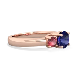 Lab Sapphire Three Stone Round Trellis 14K Rose Gold ring R4018