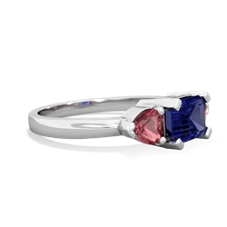 Lab Sapphire Three Stone 14K White Gold ring R5235