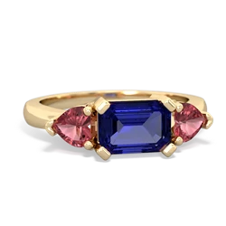 Lab Sapphire Three Stone 14K Yellow Gold ring R5235