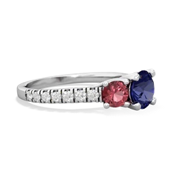 Lab Sapphire Pave Trellis 14K White Gold ring R5500