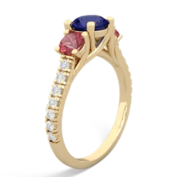 Lab Sapphire Pave Trellis 14K Yellow Gold ring R5500