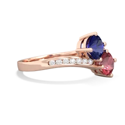 Lab Sapphire Channel Set Two Stone 14K Rose Gold ring R5303